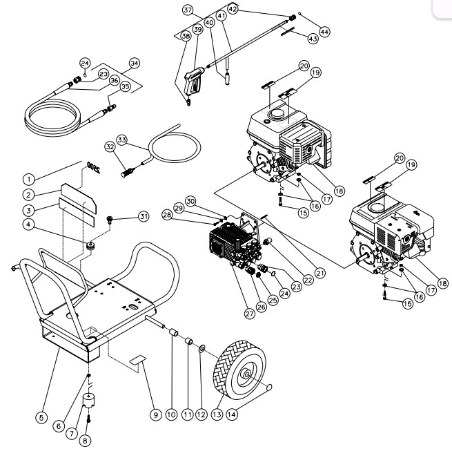 MITM JP-2504-0MVB pressure washer parts and manual